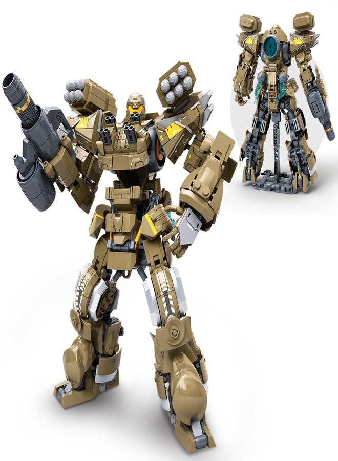 HIGH GODO Artillery Mech Robot Transforming Building Blocks Set for Adults,City Warrior Justice Hero Soldier Mech Model Building Kit, Cool Creative Robots Toys Gift for Teens, 581 Pieces - Image 1